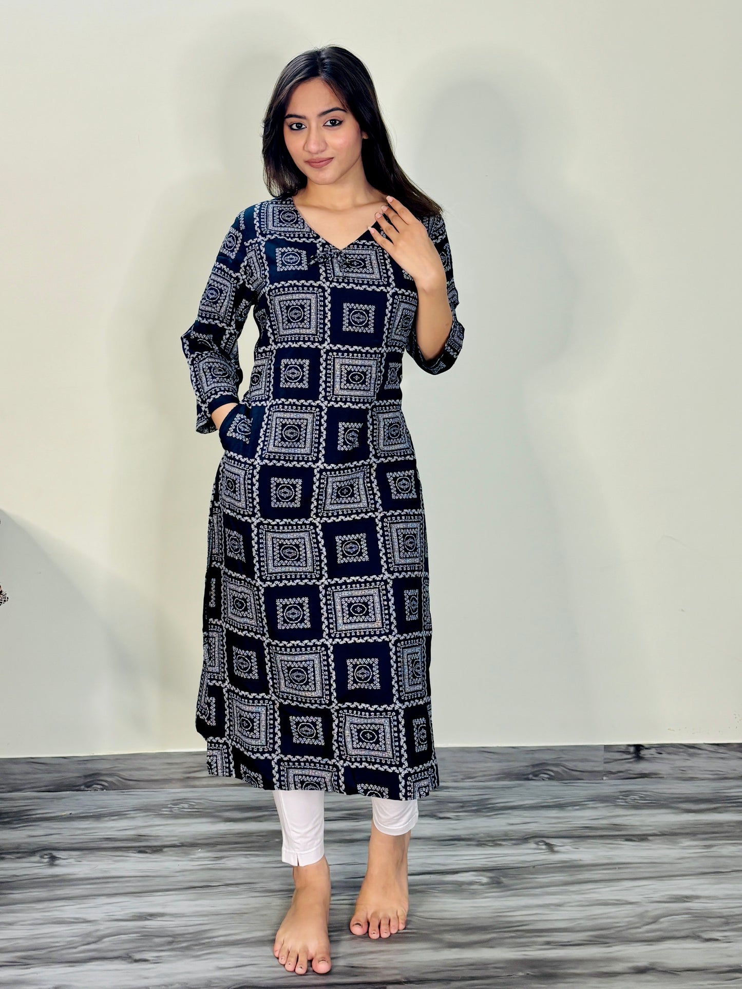 CELESTIAL COURTYARD RAYON KURTI (Only kurti)