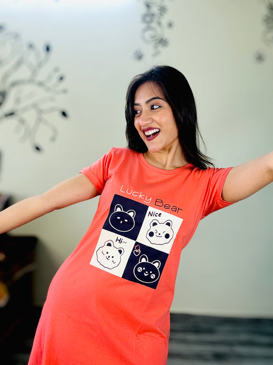 LUCKY BEAR PEACH SHORT NIGHTY