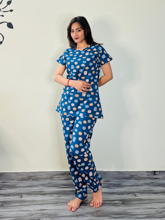POLKA SAPPHIRE BLUE PRINTED CO-ORD SET