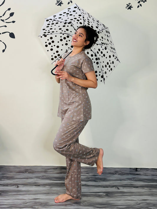 MINK BLUSH UMRELLA PRINTED CO-ORD SET