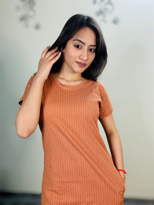 CORAL BLACK STRIPES SHORT NIGHTY