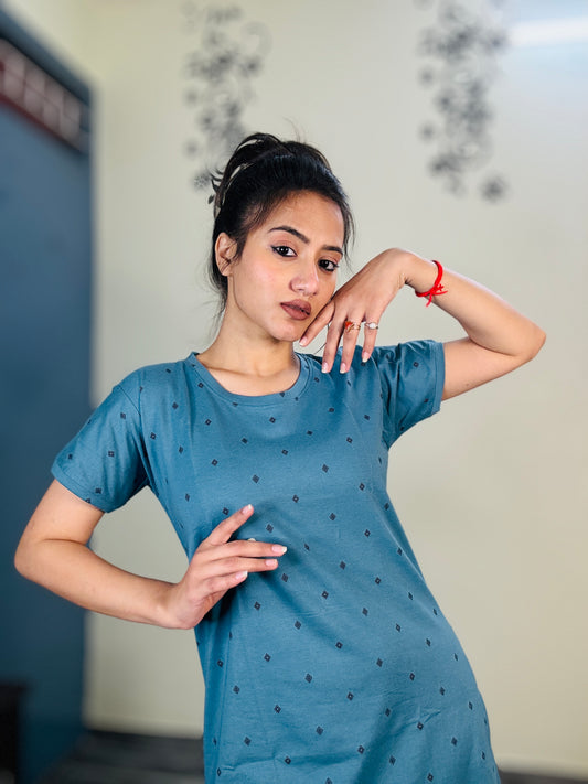 BLACK DOTS ITTEN BLUE SHORT NIGHTY