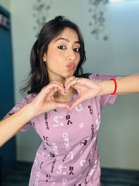 ALPHABET PANTONE PINK PRINTED CO-ORD SET