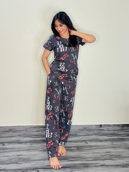VOWELS GREY WOLF PRINTED CO-ORD SET