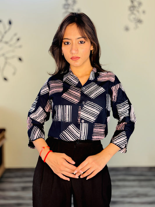 FIBONACCI BLUE SILK RAYON SHIRT (only shirt)