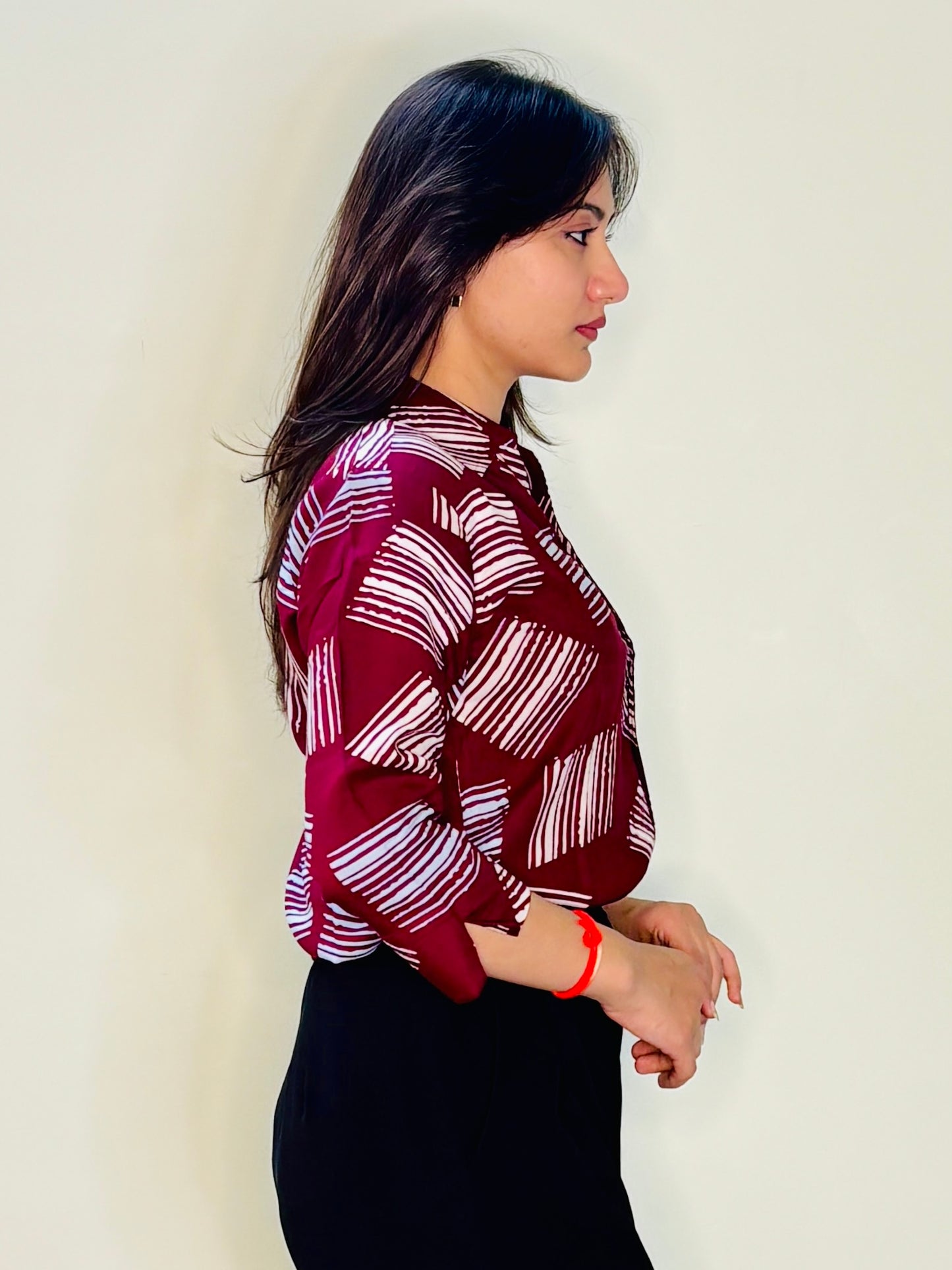 GLOSSY MAROON SILK RAYON SHIRT (only shirt)