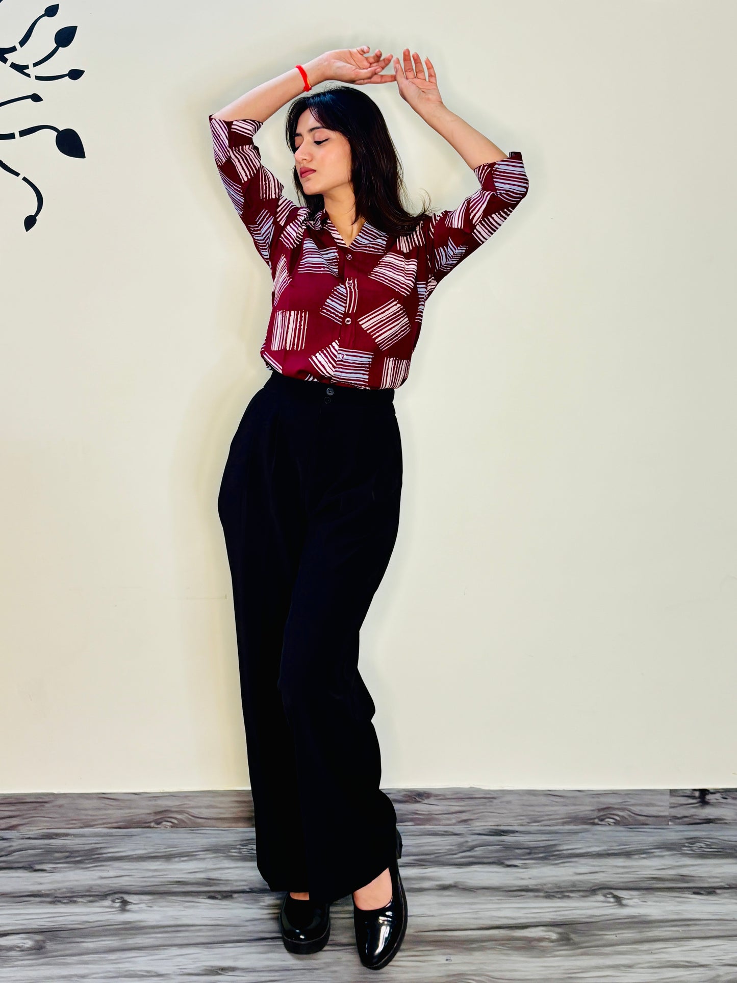 GLOSSY MAROON SILK RAYON SHIRT (only shirt)