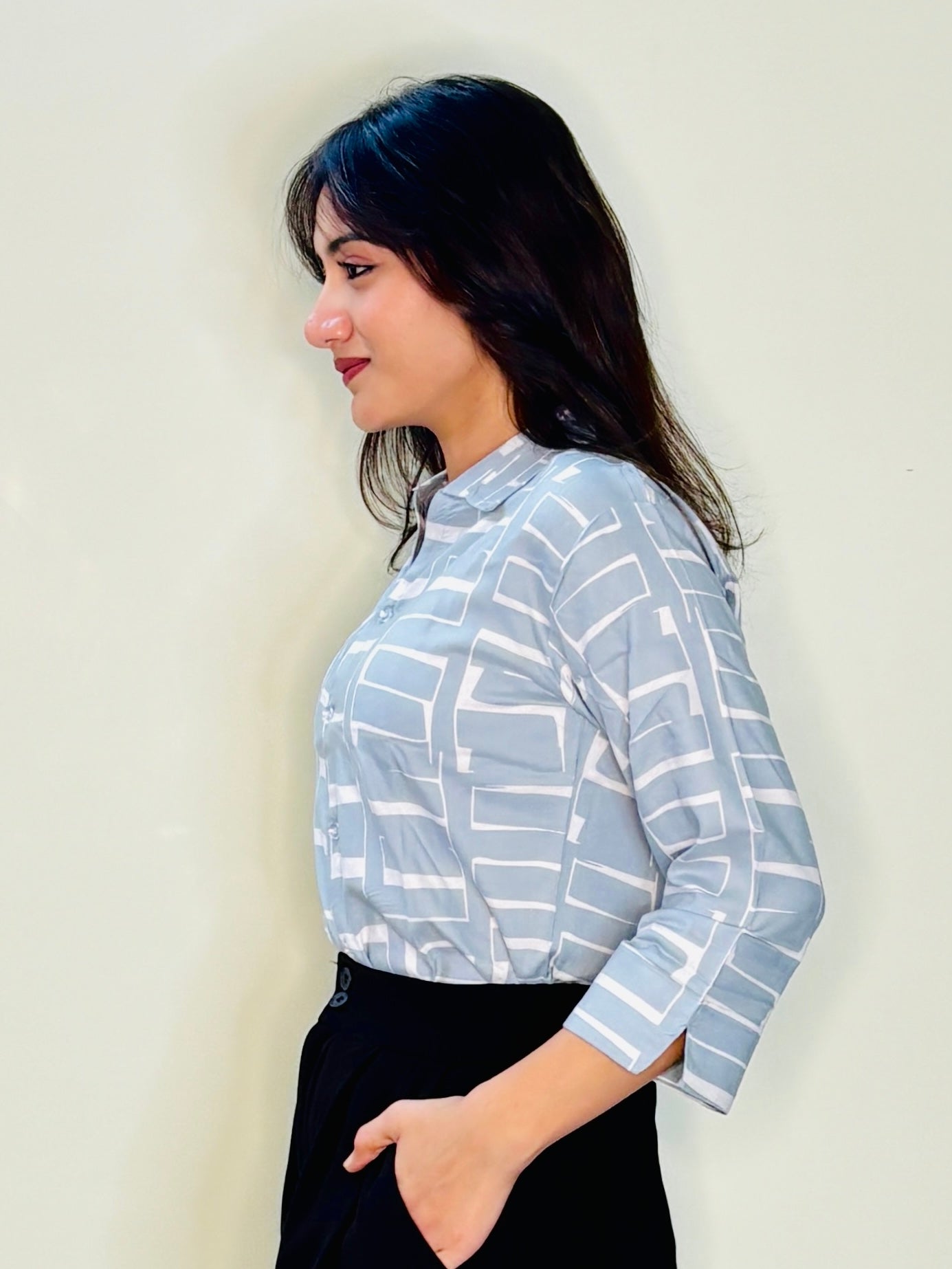 SKY BLUE STRUCTURED SILK RAYON SHIRT (only shirt)