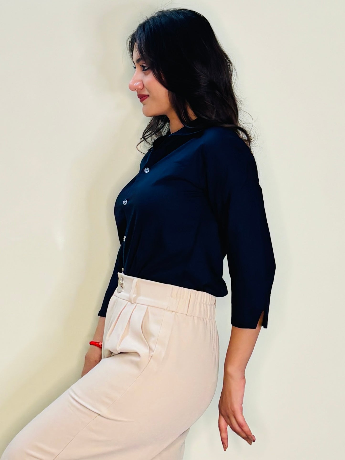 PEACOCK BLUE SILK RAYON SHIRT (only shirt)