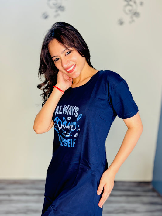 SPACE BLUE BELIEVE IN YOURSELF SHORT NIGHTY