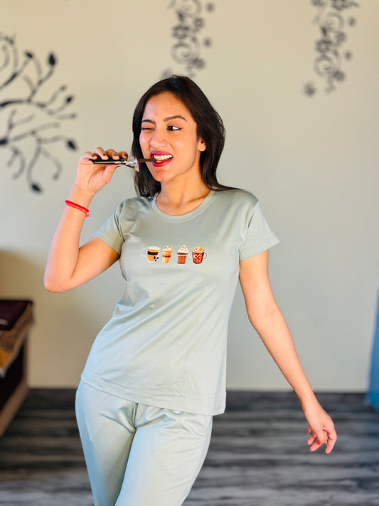 PASTEL GREEN COFFEES TENSIL CO-ORD SET