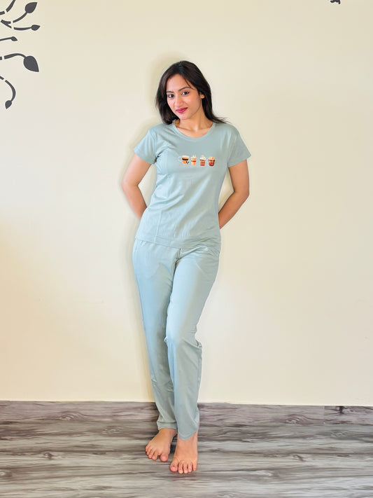 PASTEL GREEN COFFEES TENSIL CO-ORD SET