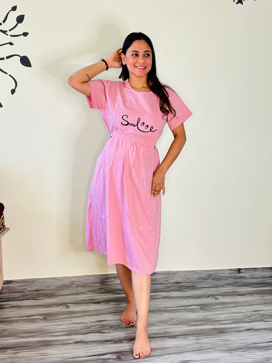 LEMONADE PINK SMILE MATERNITY GOWN