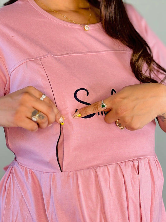 LEMONADE PINK SMILE MATERNITY GOWN