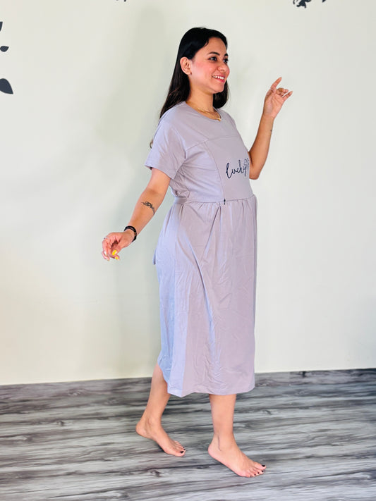 UNICORN GREY LUCKY MATERNITY GOWN