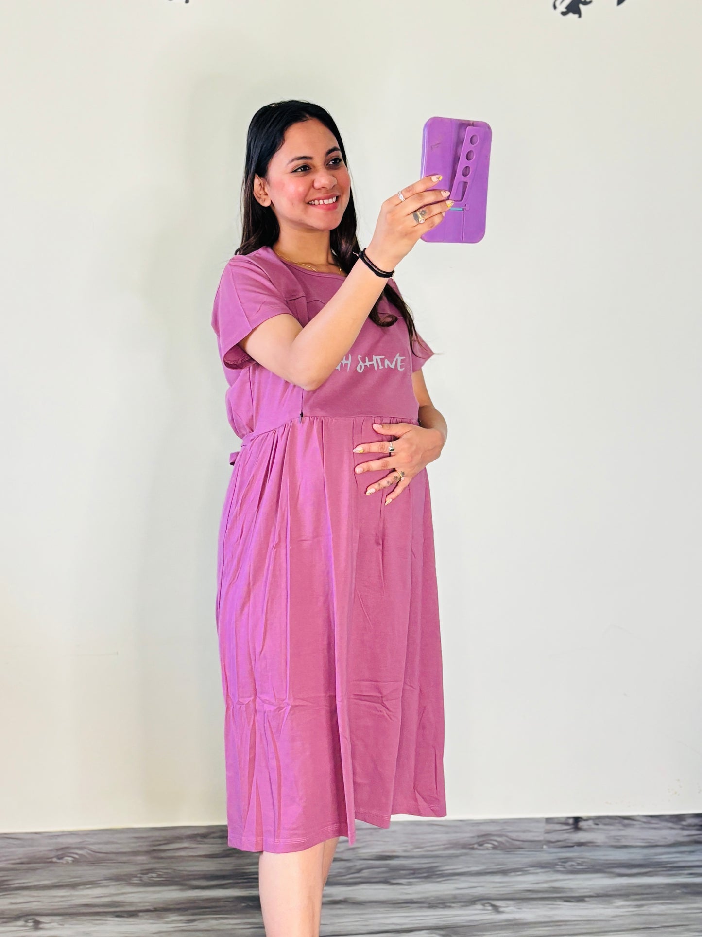 ORCHID PURPLE HIGH SHINE MATERNITY GOWN