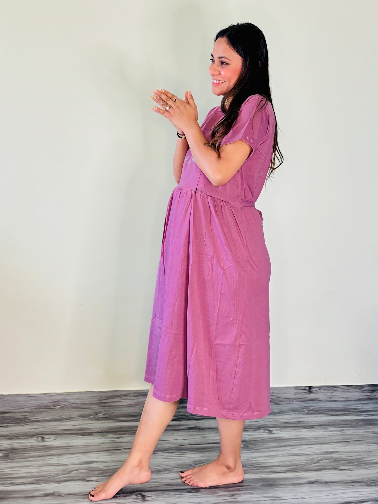 ORCHID PURPLE HIGH SHINE MATERNITY GOWN