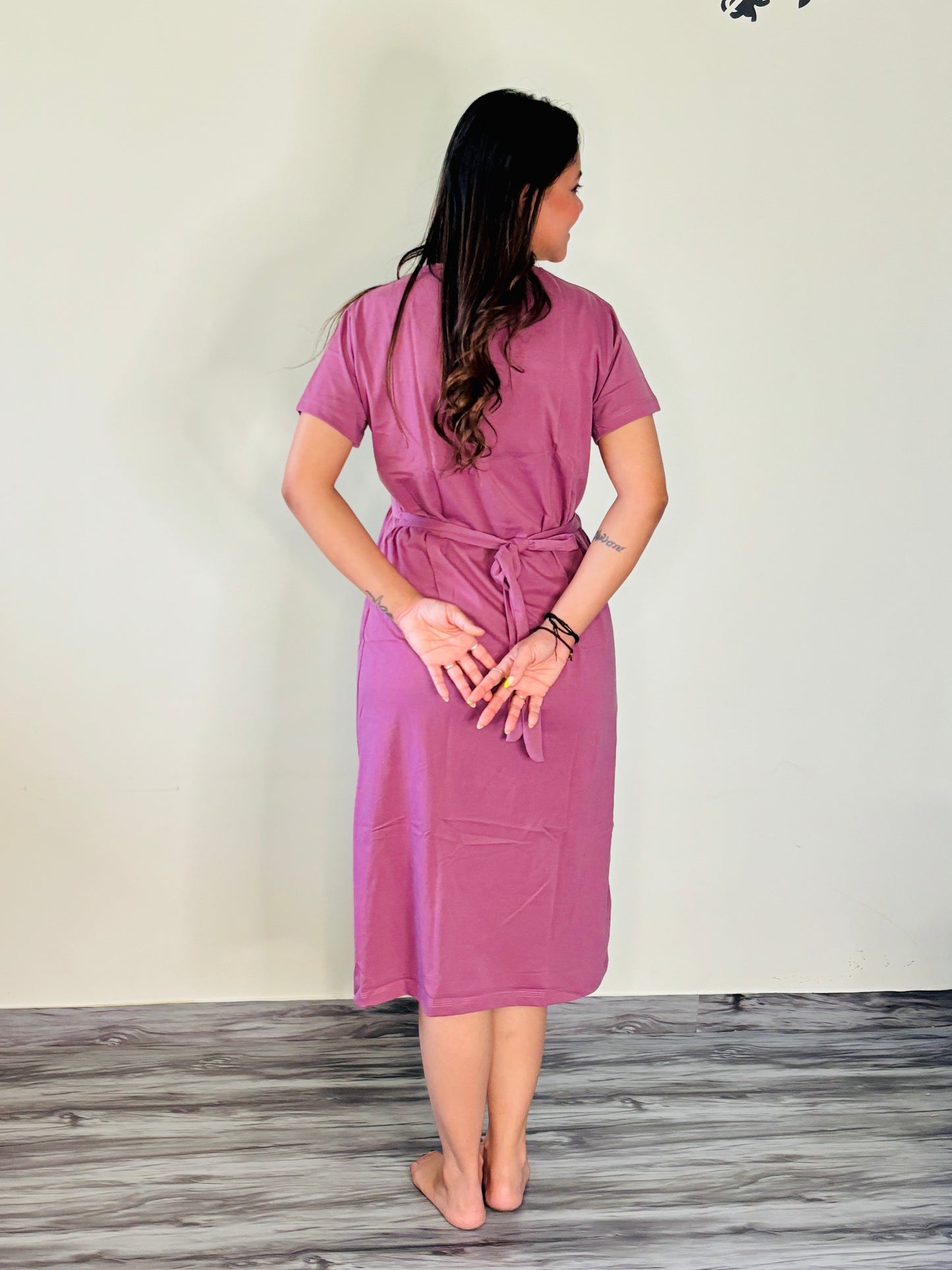 ORCHID PURPLE HIGH SHINE MATERNITY GOWN