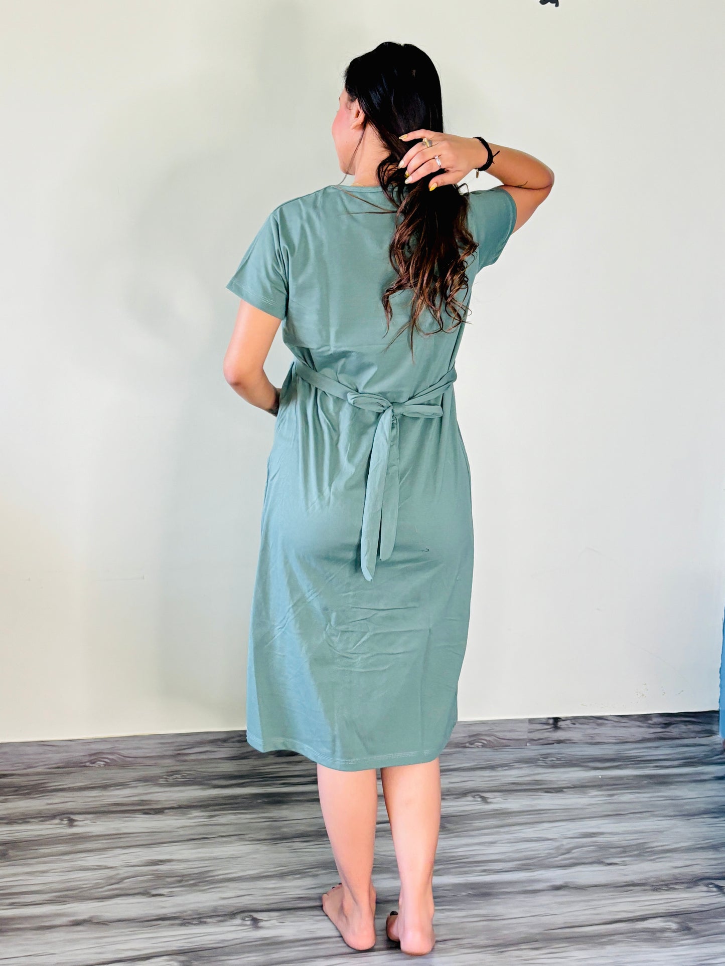TURQUOISE GREEN GRATEFUL MATERNITY GOWN