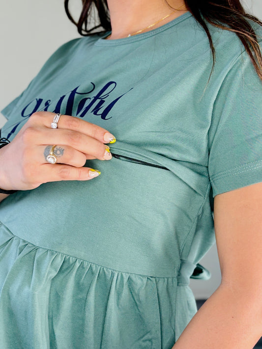 TURQUOISE GREEN GRATEFUL MATERNITY GOWN