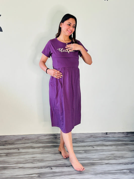 WISTERIA PURPLE THANKFUL MATERNITY GOWN