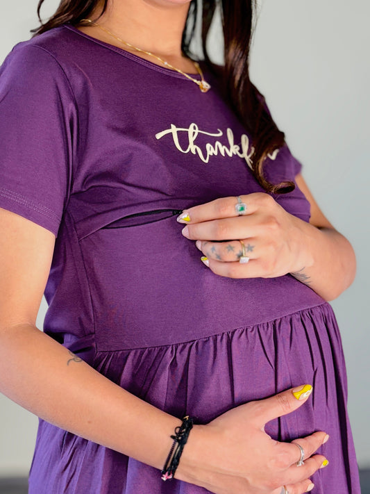 WISTERIA PURPLE THANKFUL MATERNITY GOWN
