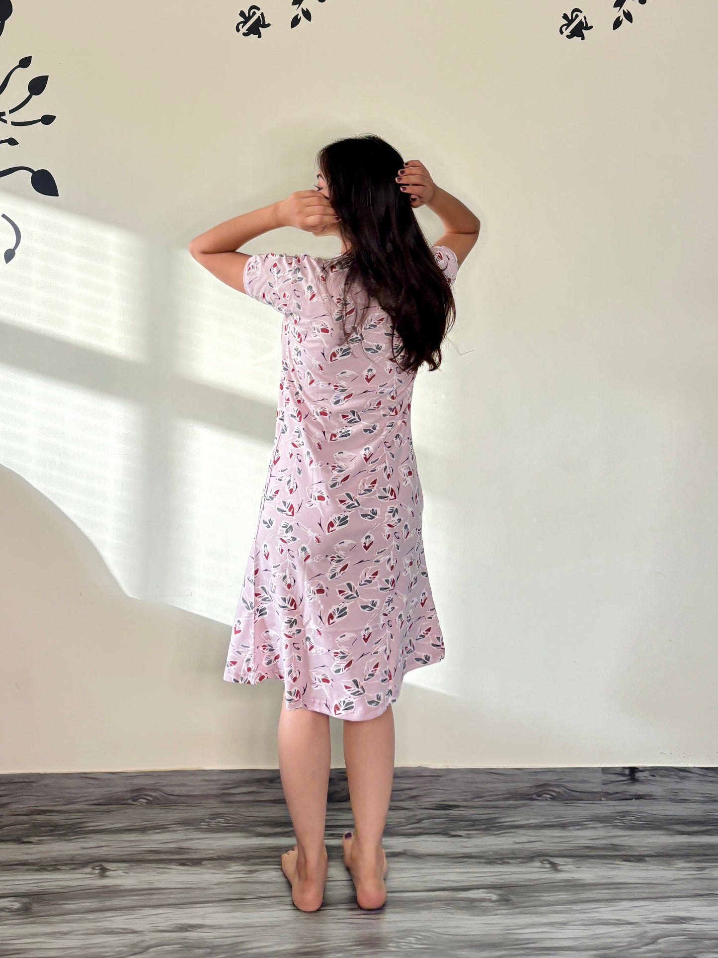 SOFT PINK LEAFY LOVE SHORT NIGHTY