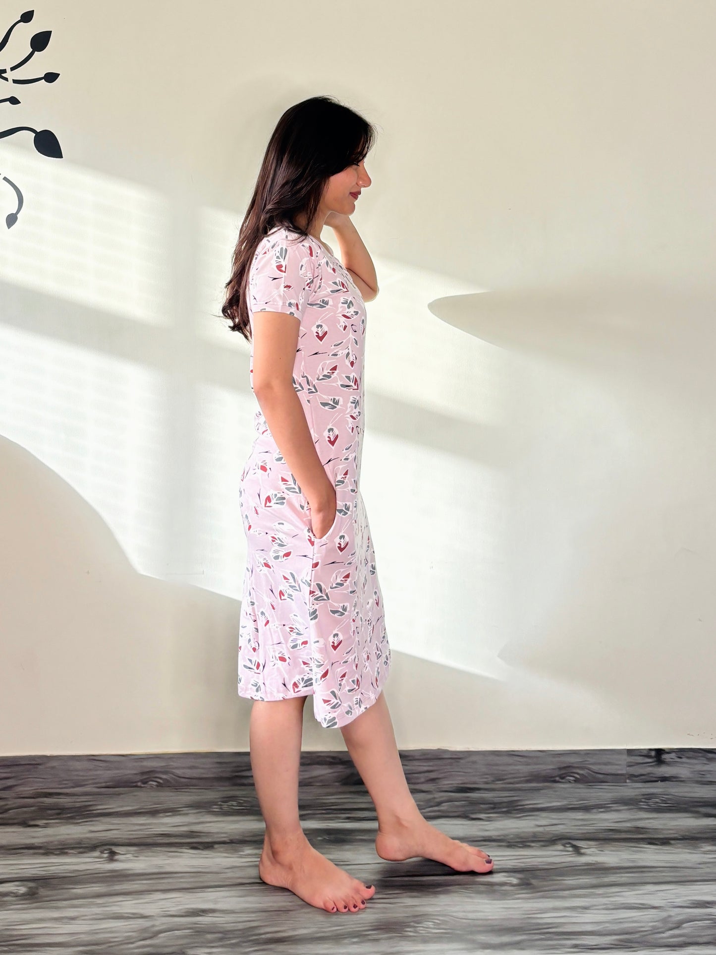 SOFT PINK LEAFY LOVE SHORT NIGHTY