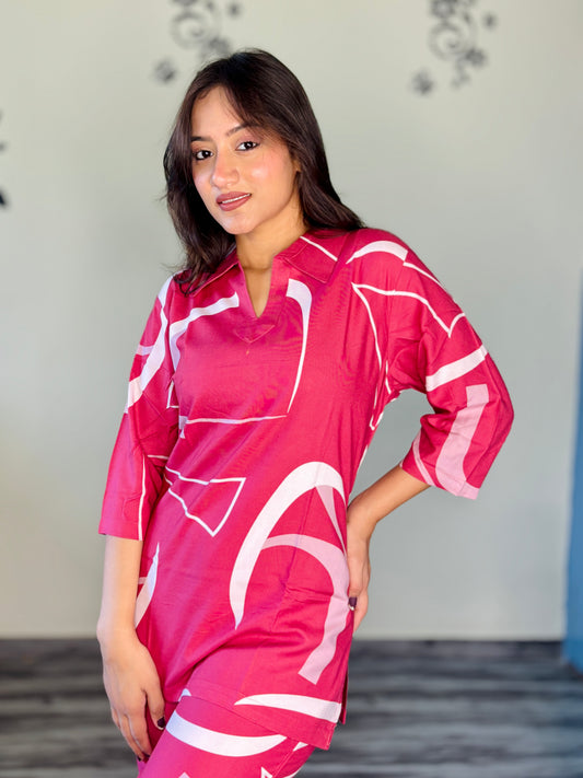 HOT PINK FUCHSIA POP RAYON CO-ORD SET