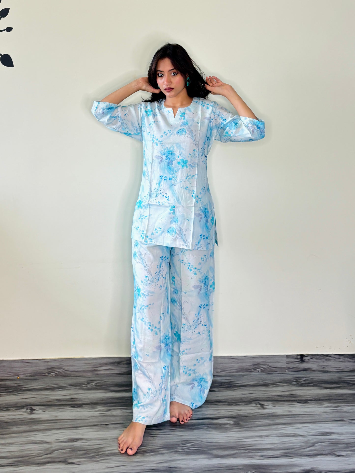 SKY WHITE BREEZE RAYON CO-ORD SET