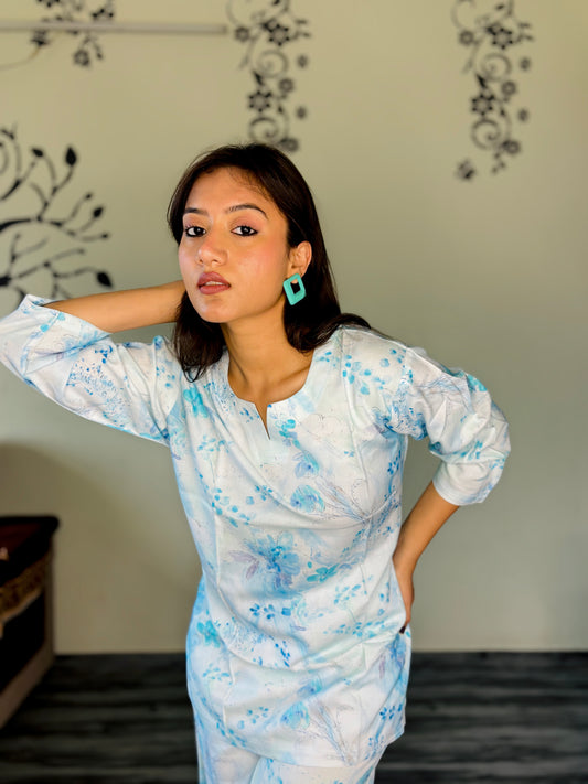 SKY WHITE BREEZE RAYON CO-ORD SET