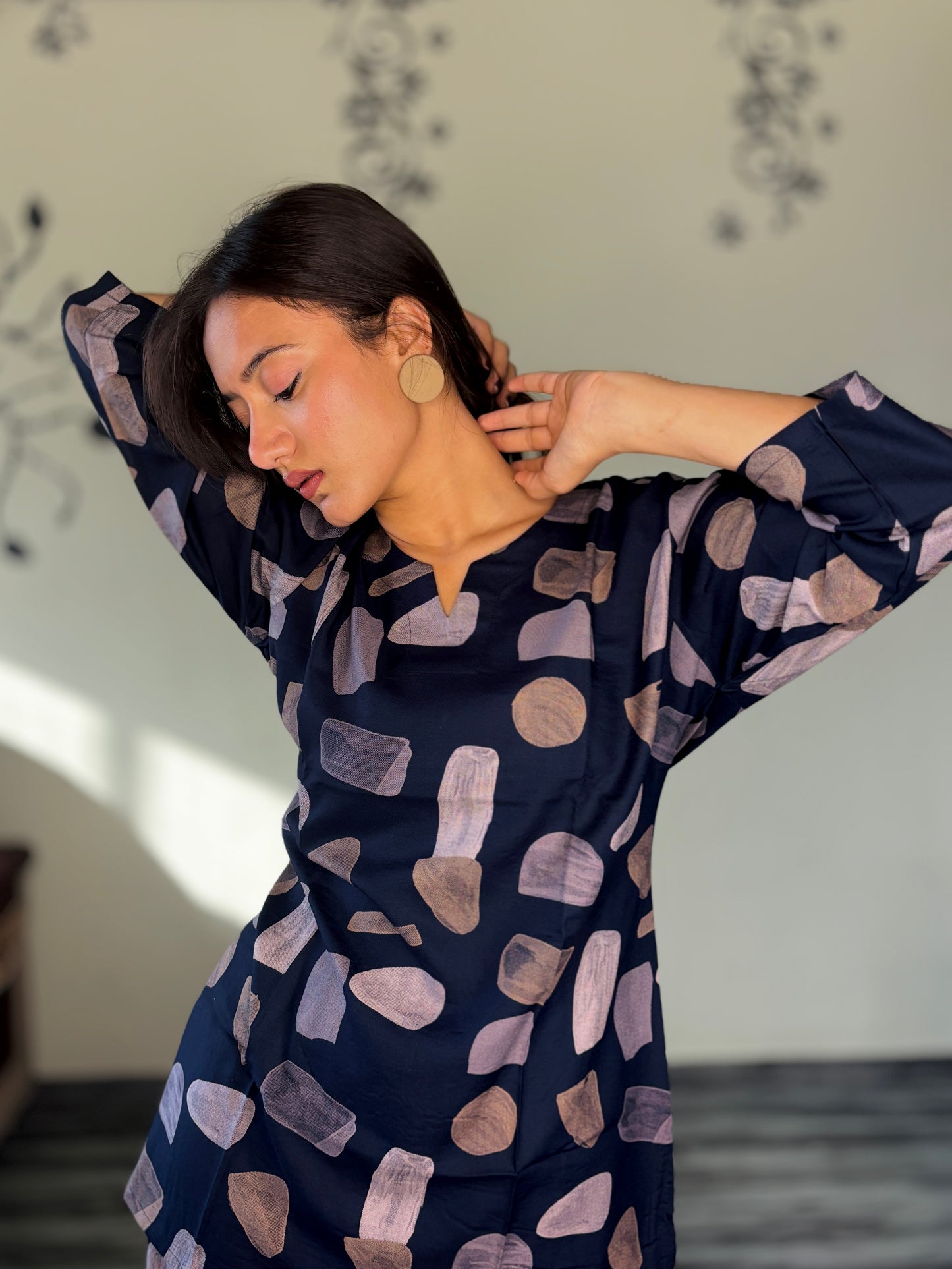 INK BLUE GOLDEN STANDSTONE RAYON CO-ORD SET