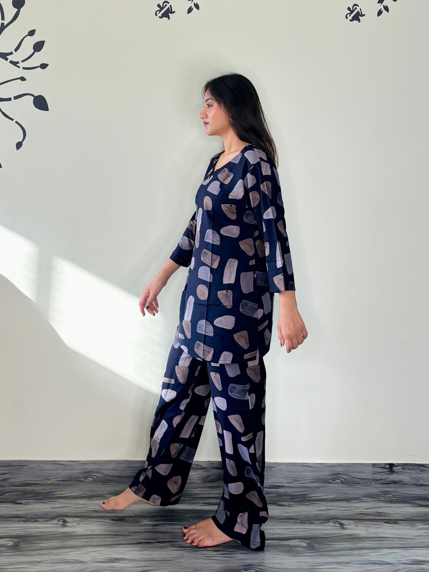 INK BLUE GOLDEN STANDSTONE RAYON CO-ORD SET