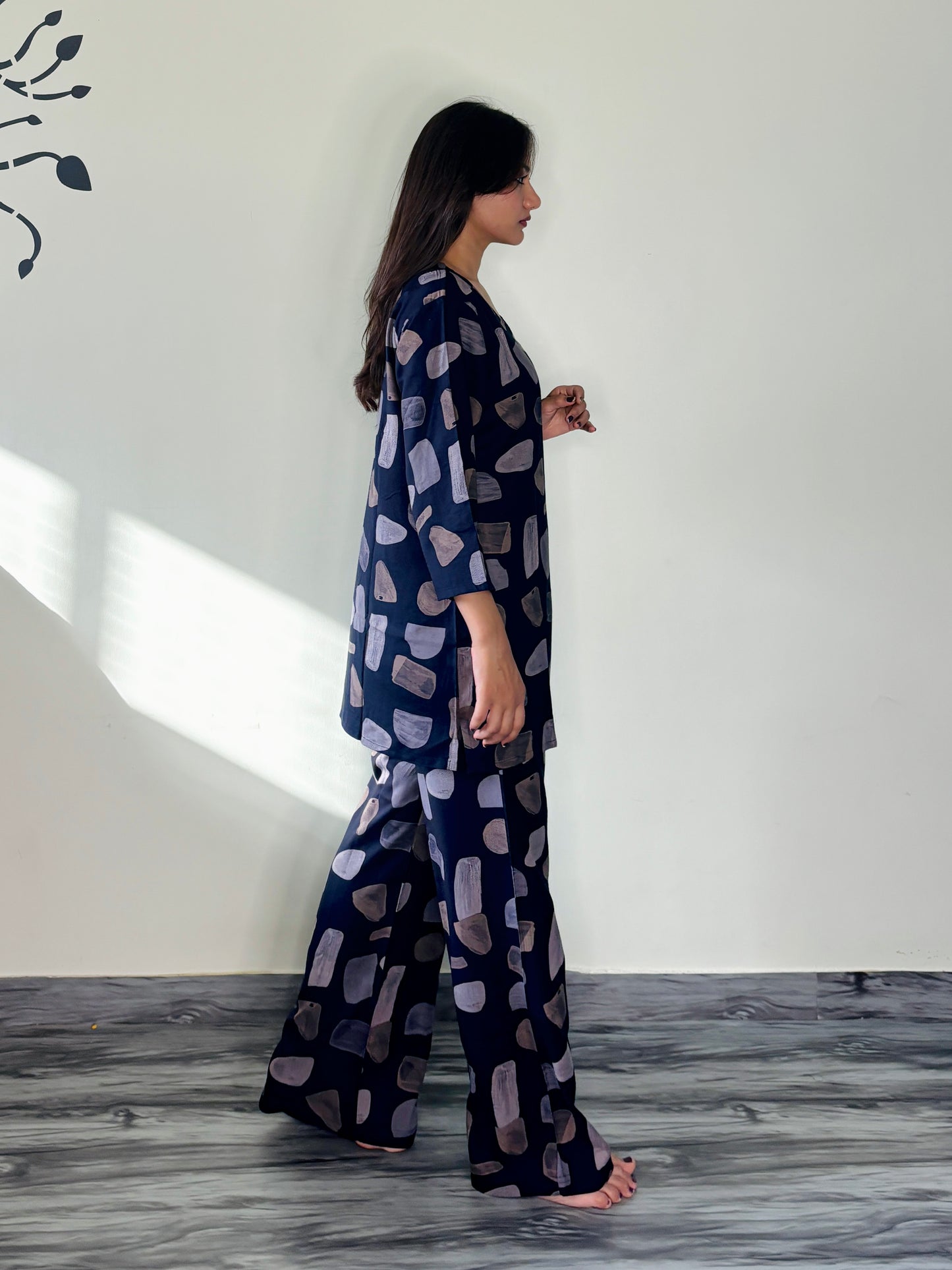INK BLUE GOLDEN STANDSTONE RAYON CO-ORD SET