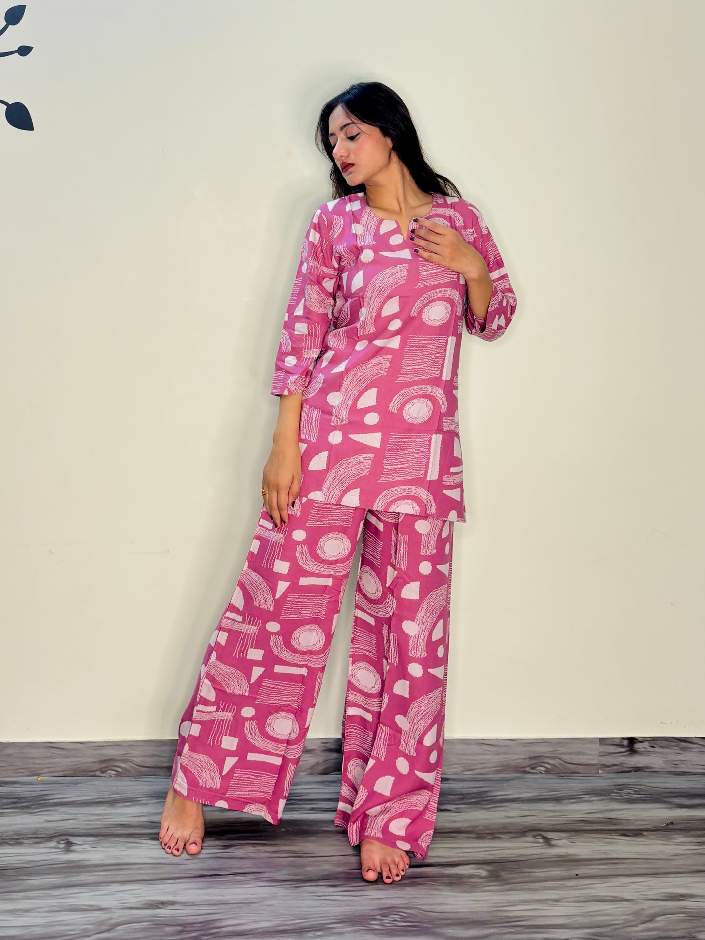 MULBEERY PINK MORDEN ART RAYON CO-ORD SET