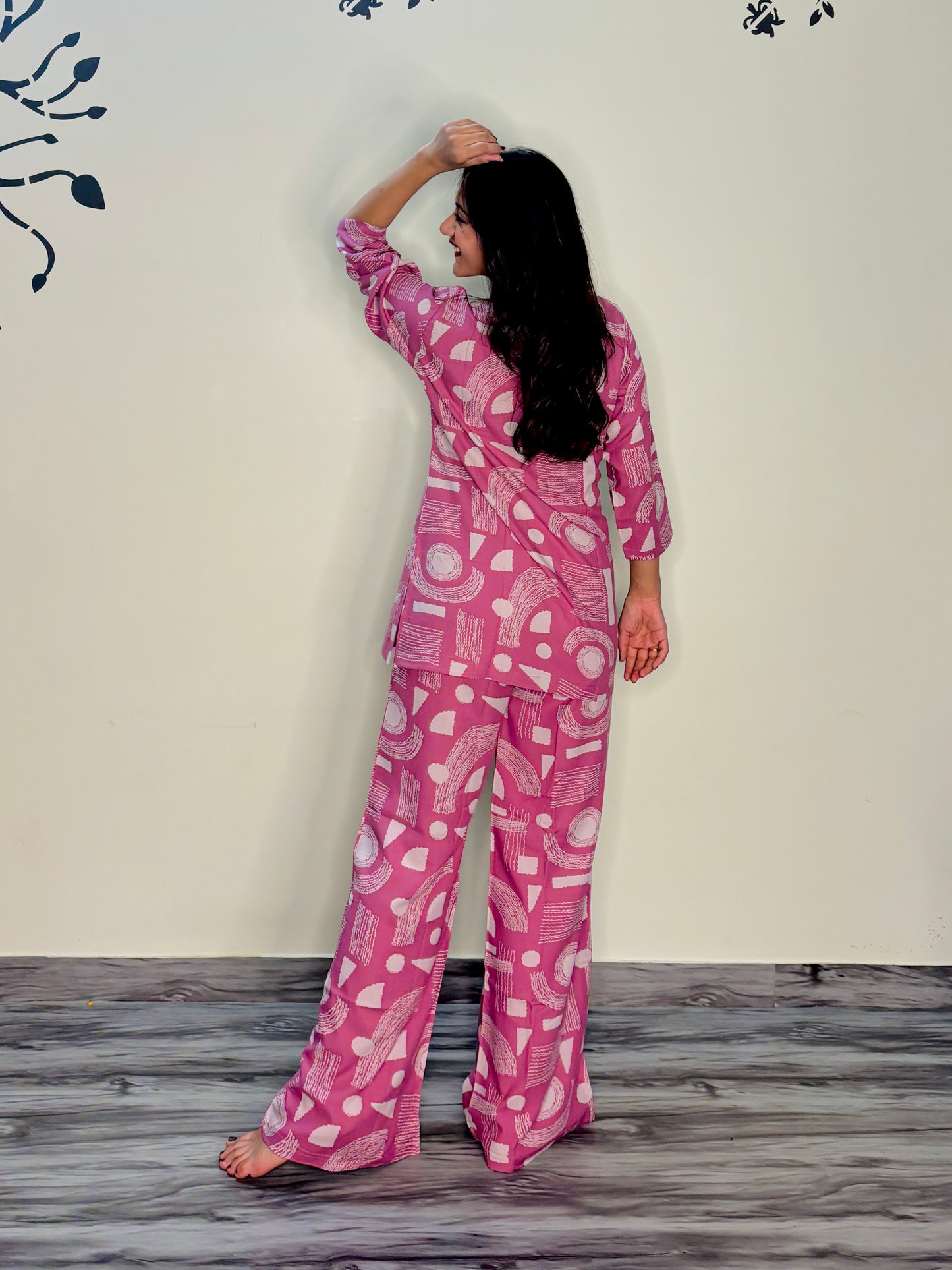 MULBEERY PINK MORDEN ART RAYON CO-ORD SET
