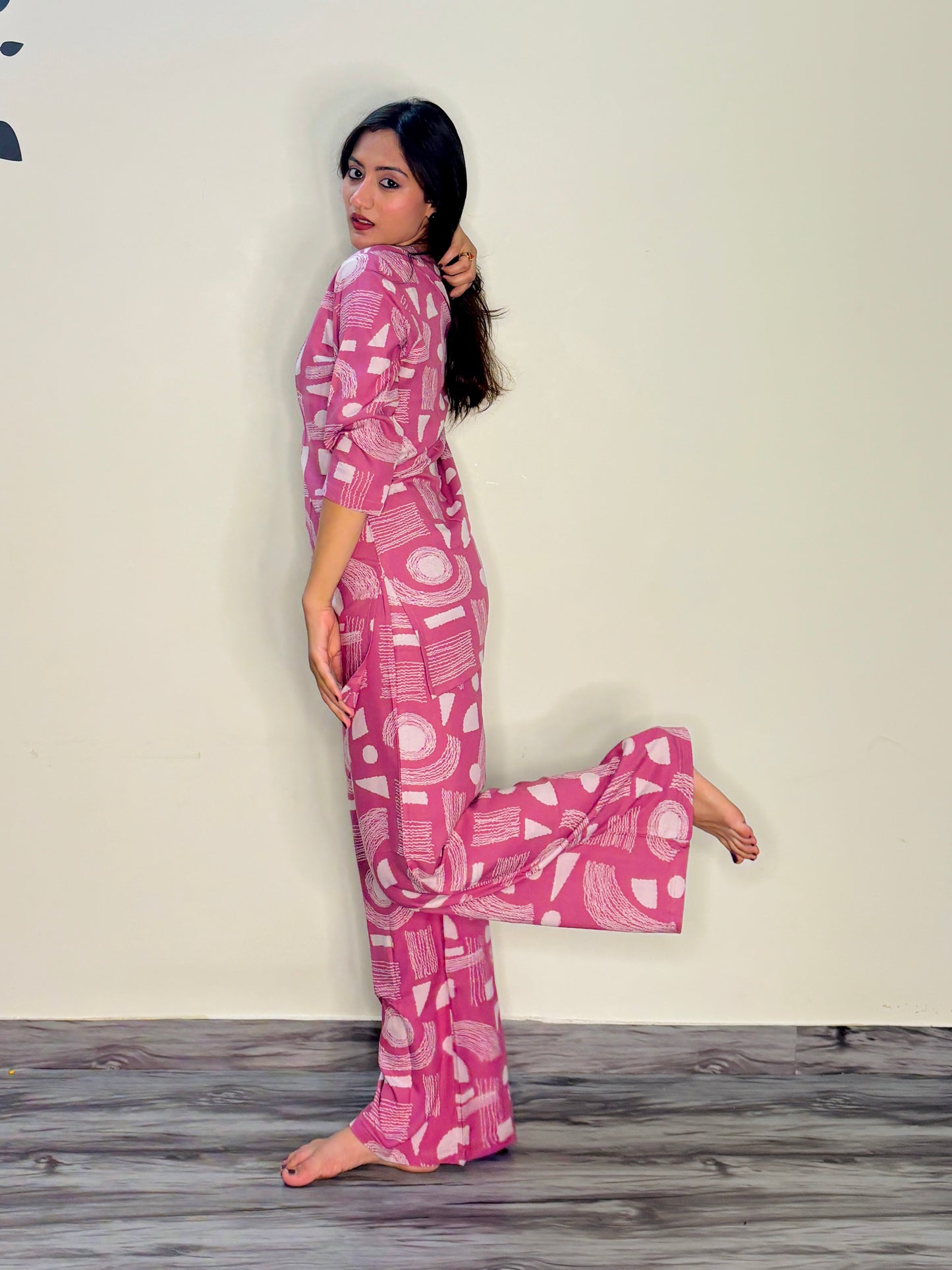 MULBEERY PINK MORDEN ART RAYON CO-ORD SET