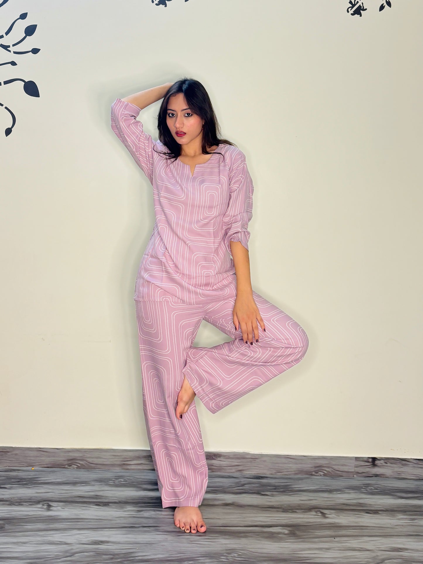 CANDY PINK RECTANGLE RAYON CO-ORD SET