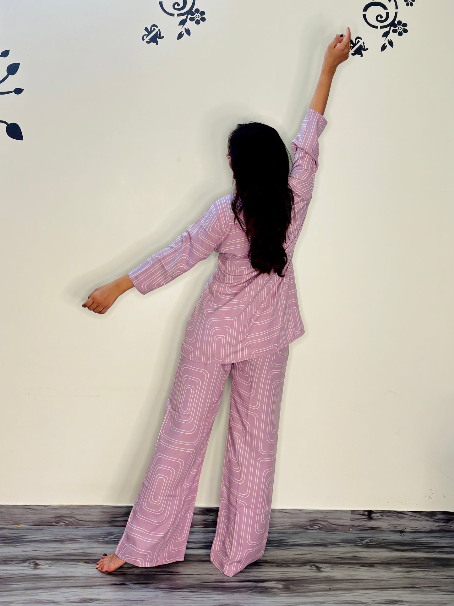 CANDY PINK RECTANGLE RAYON CO-ORD SET