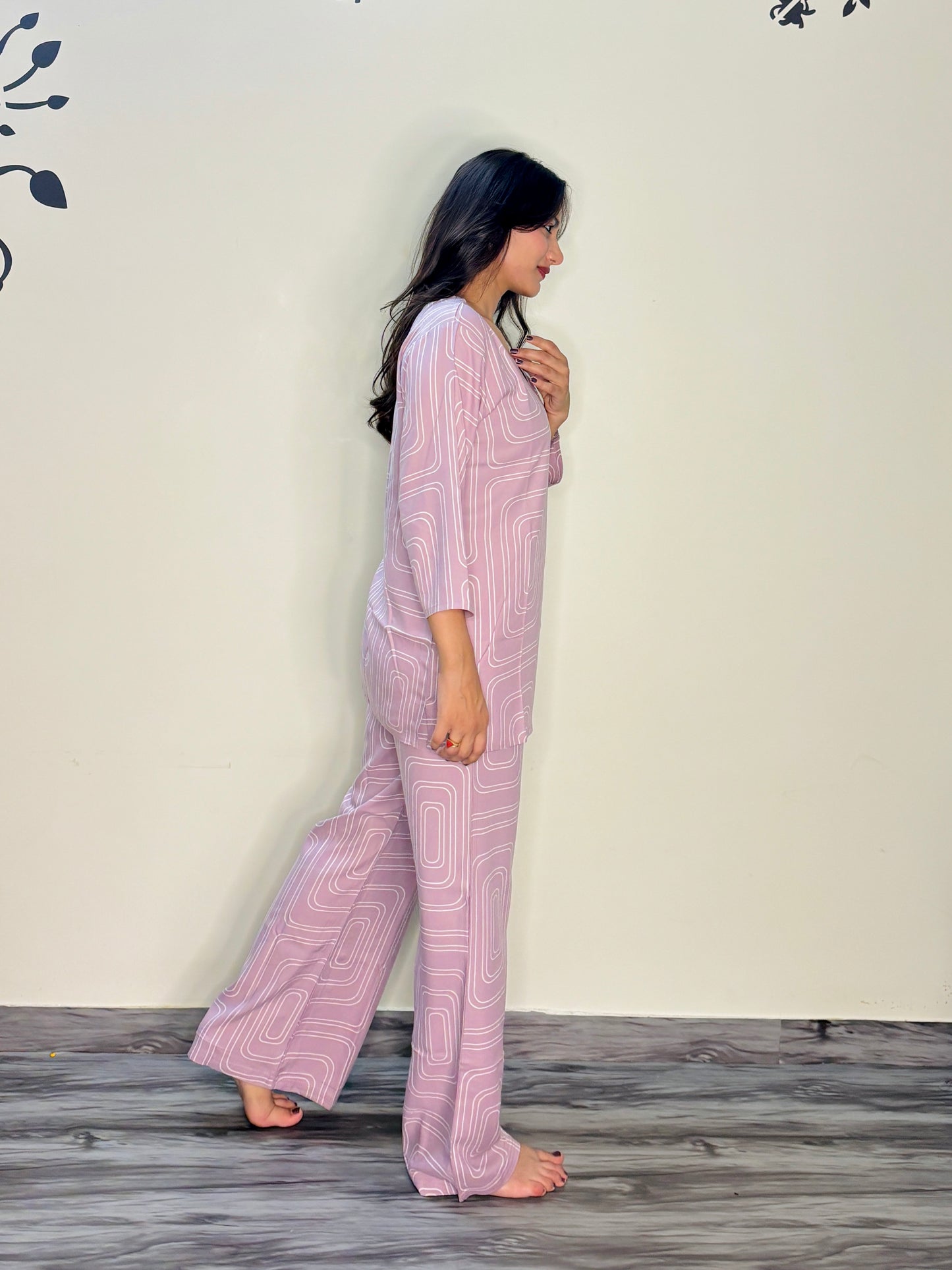 CANDY PINK RECTANGLE RAYON CO-ORD SET