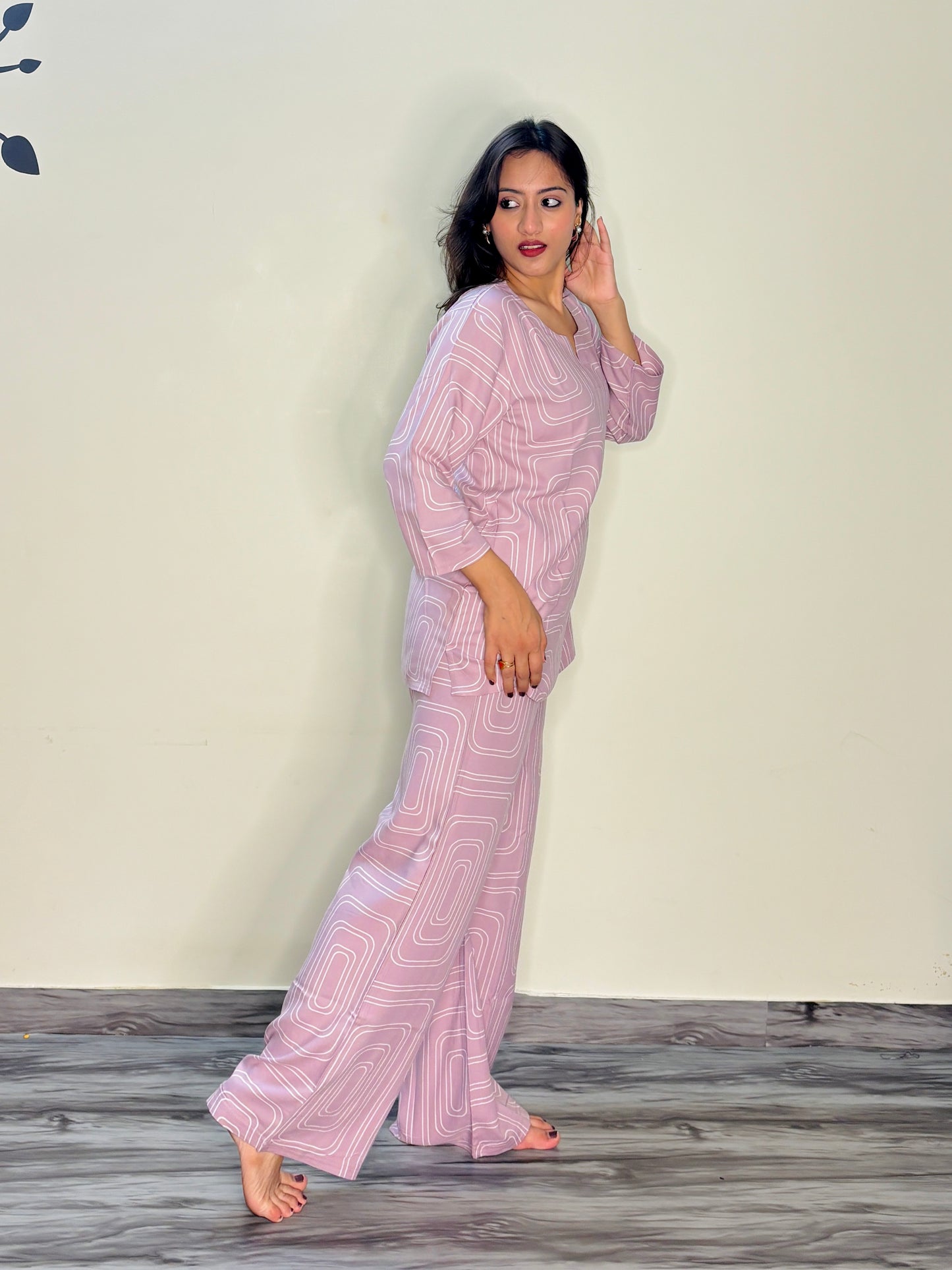 CANDY PINK RECTANGLE RAYON CO-ORD SET