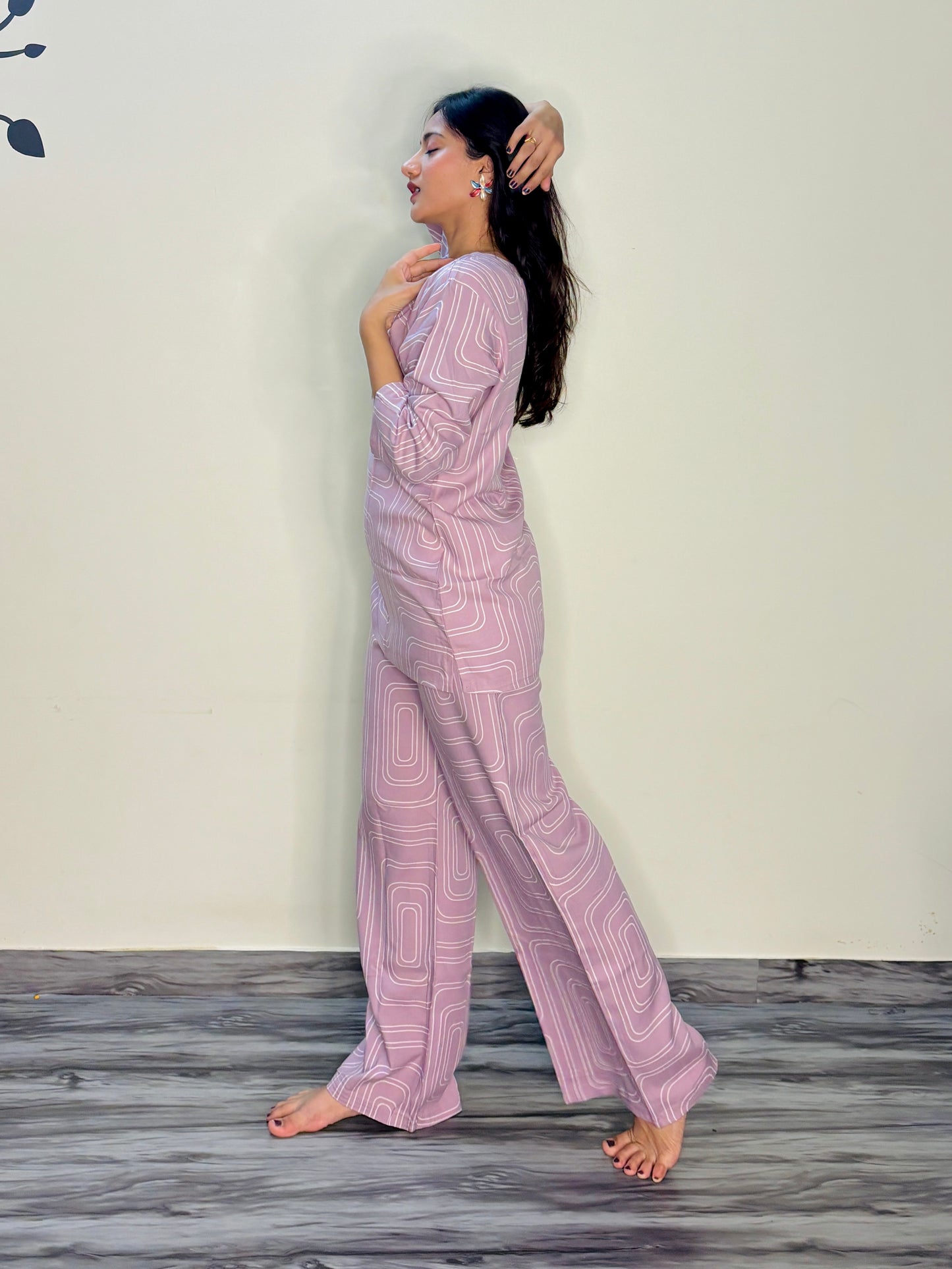 CANDY PINK RECTANGLE RAYON CO-ORD SET