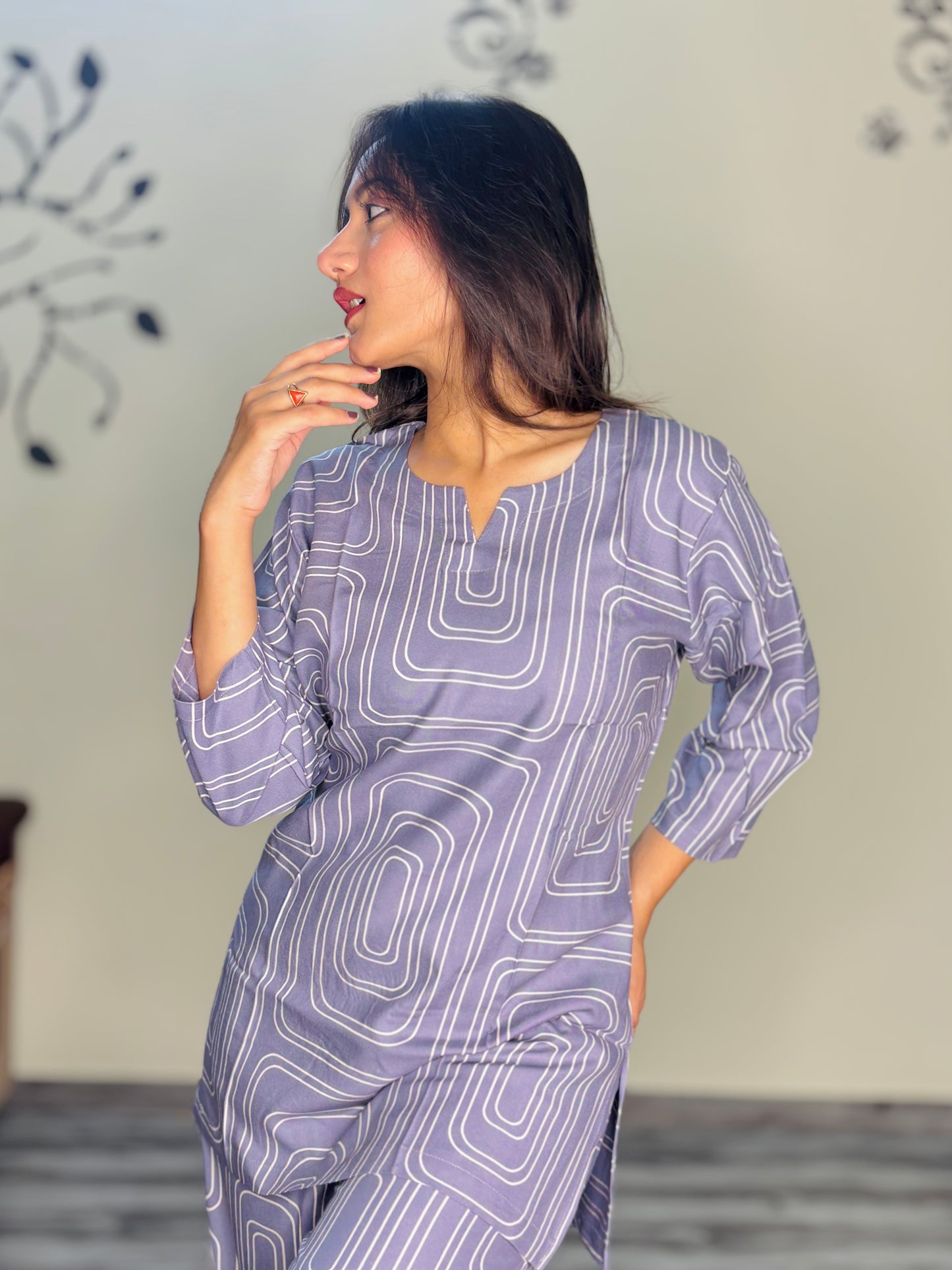 PERIWINKEL BLUE RECTANGLE RAYON CO-ORD SET