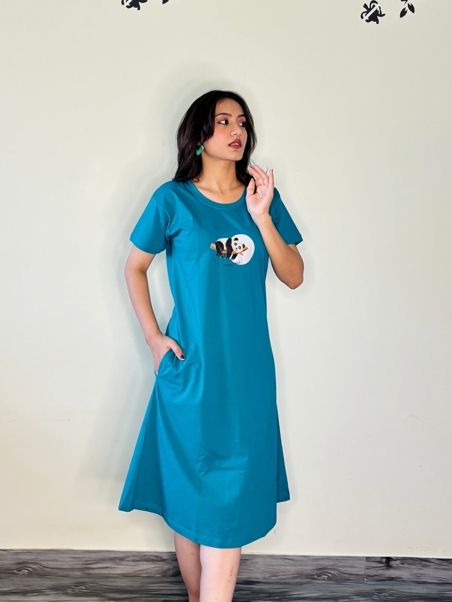 CERULEAN LAZY PANDA SHORT NIGHTY