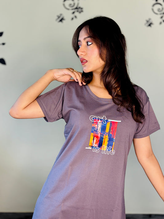 SMOKY MAUVE ART IS LIFE SHORT NIGHTY