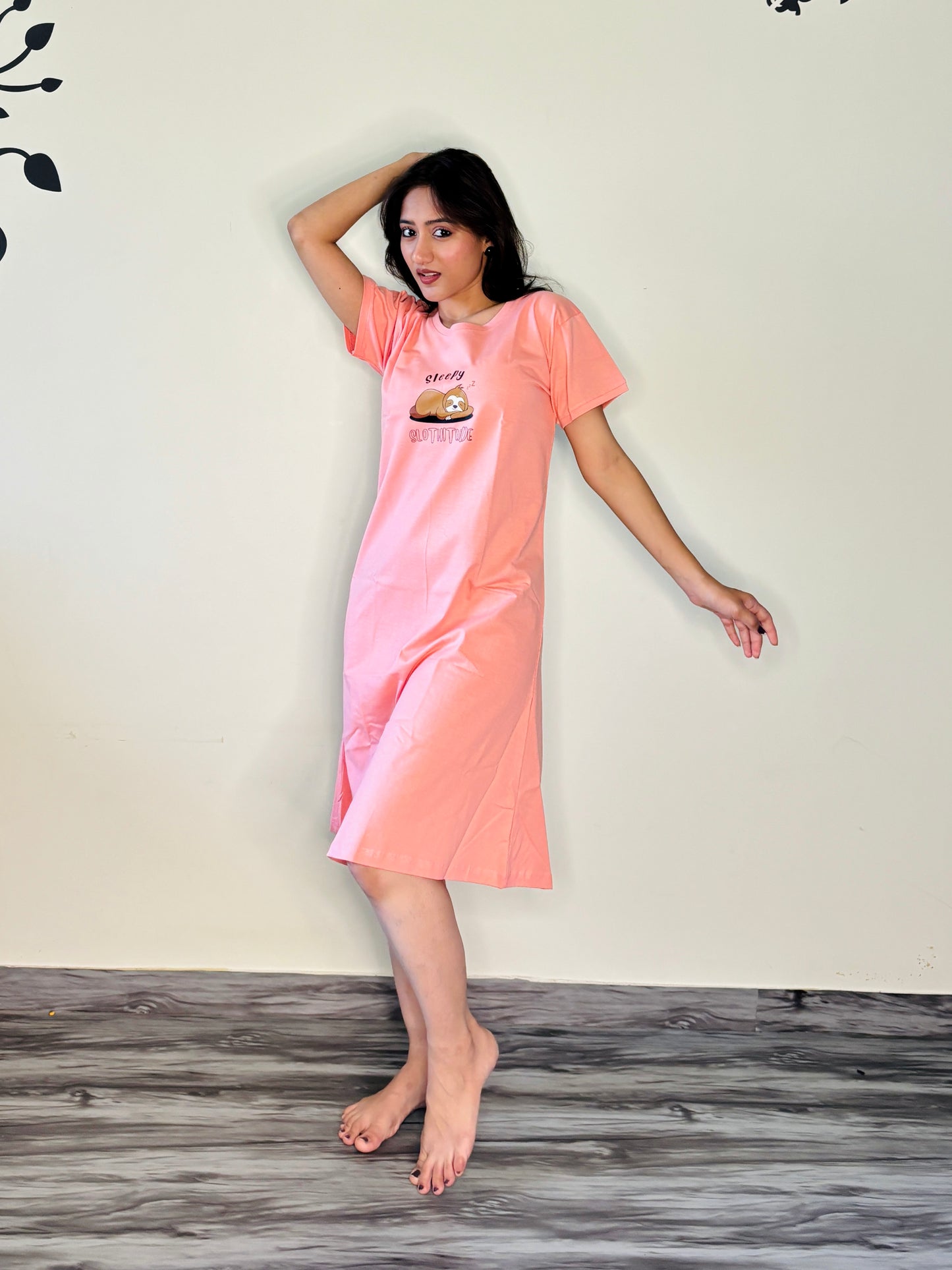 CANDLELIGHT PEACH SLEEPY SHORT NIGHTY
