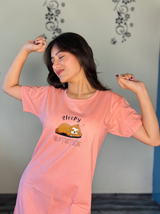 CANDLELIGHT PEACH SLEEPY SHORT NIGHTY