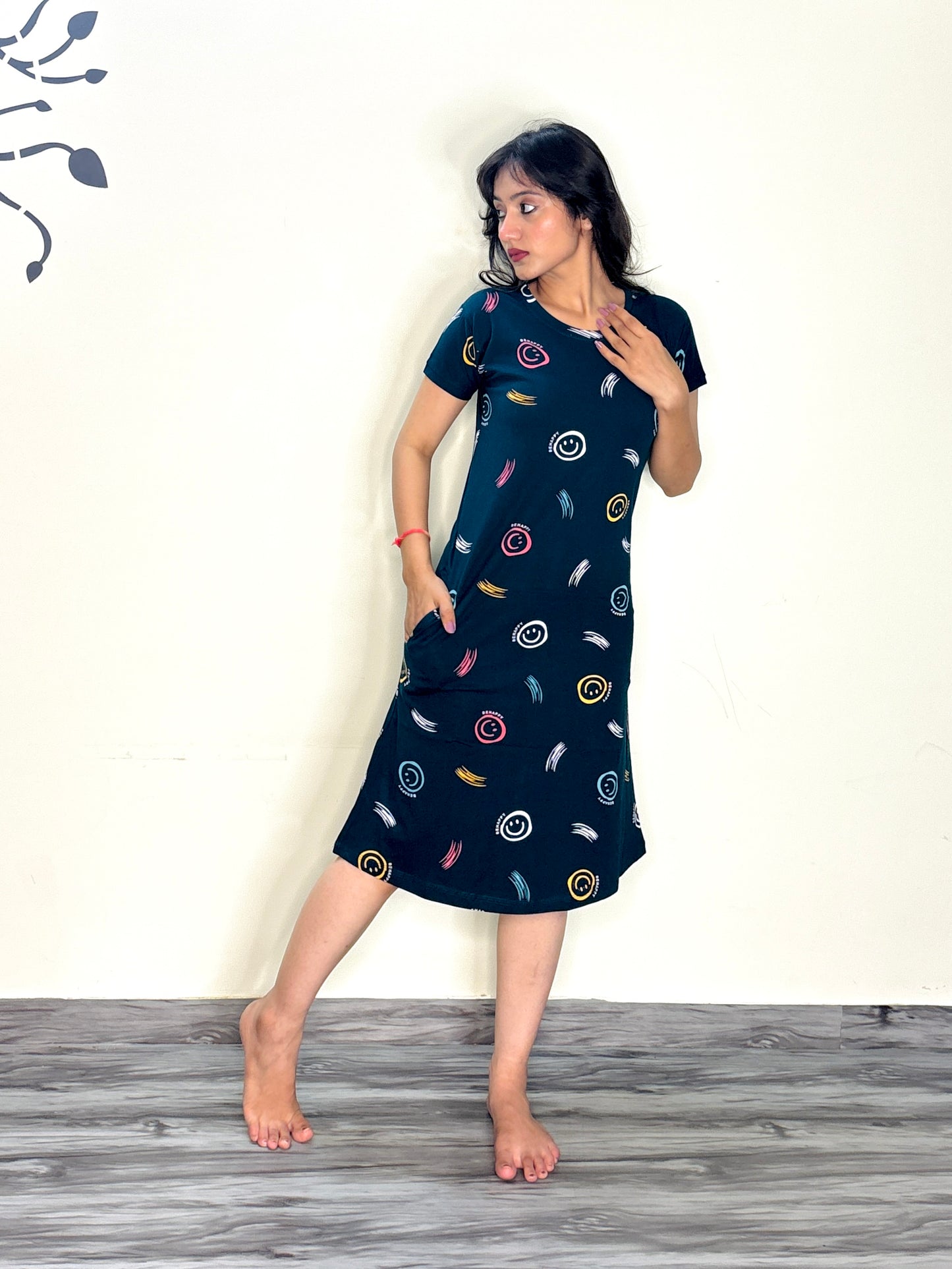 COBALT BLUE BE HAPPY SHORT NIGHTY