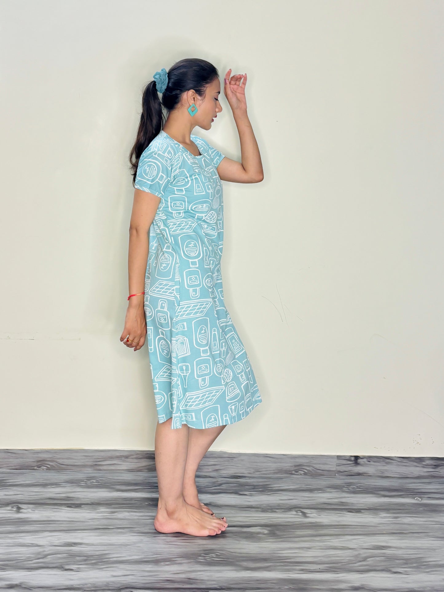 TEAL BLUE GLOW TIME SHORT NIGHTY