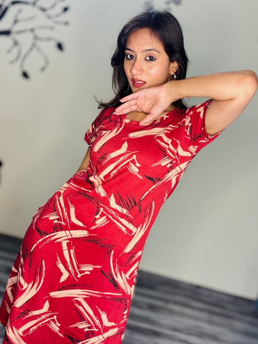 BRICK RED CRIMSON STROKE SHORT NIGHTY